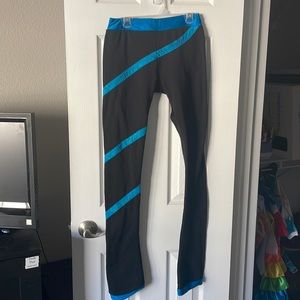 Sparkly blue spiral ice-skating pants